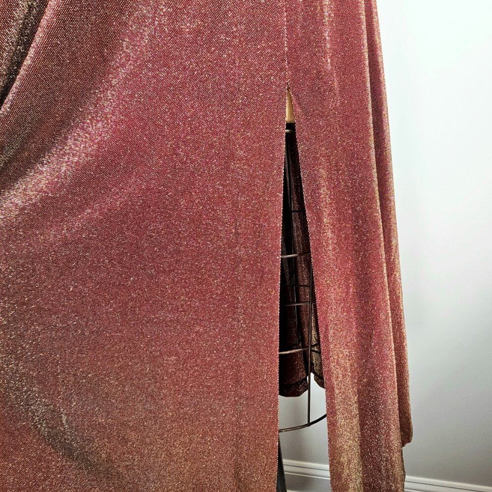Moda International Copper Metallic Midi Dress Size 4 90s Slip Dress - Picture 10 of 12